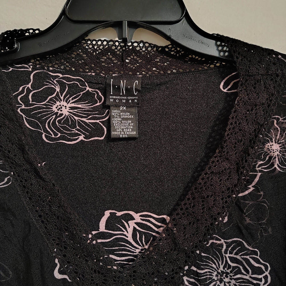 INC BLACK TRANSPARENT BLOUSE